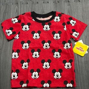Disney Red and Black Mickey Mouse Short Sleeve Tee